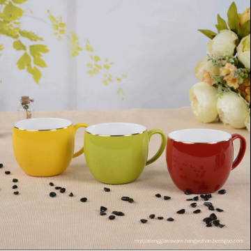 Haonai ceramic coffee mug fat mug ceramic coffee cup with handle cup with gold rim